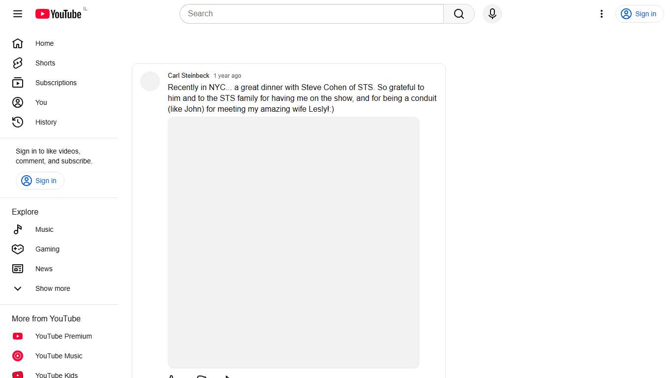 Post from Carl Steinbeck - YouTube